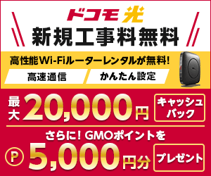 ドコモ光新規工事無料&GMOポイント10,000pt