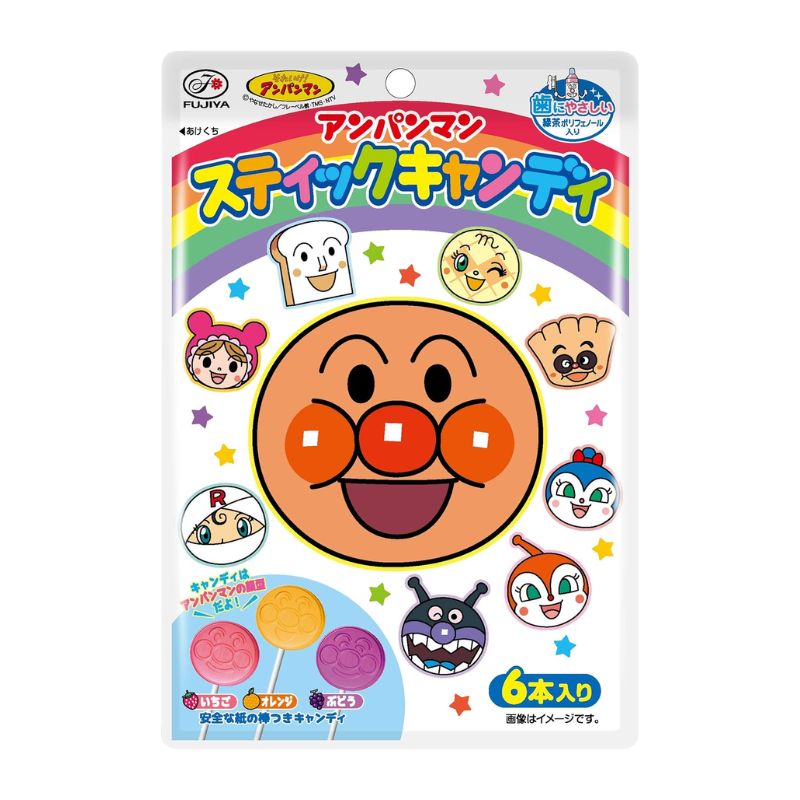 [6個]【訳あり】不二家 アンパンマン スティックキャンディ　6本　賞味期限2026.06.30【賞味期限間近】