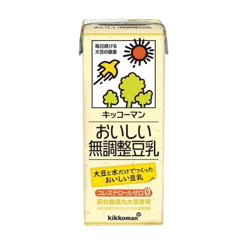 [18本]キッコーマン おいしい無調整豆乳　200ml　賞味期限2026.08.01【賞味期限間近】