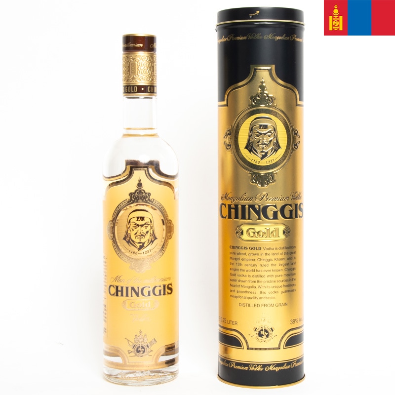 【モンゴルのお土産】CHINGGIS Gold チンギスゴールドウォッカ 750ml 缶ケース入り
