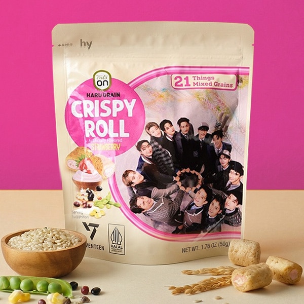 [HY] クリスピーロール いちご味 / 50g SEVENTEEN パッケージ セブンティーン Halal ひとくち スナック ...