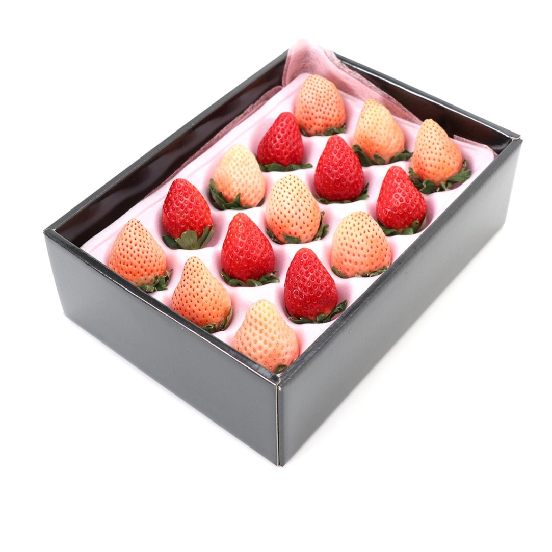【当日発送OK】【送料込】紅白いちごセット （12～20粒） 化粧箱入 200g前後[紅白いちご]（クール便）