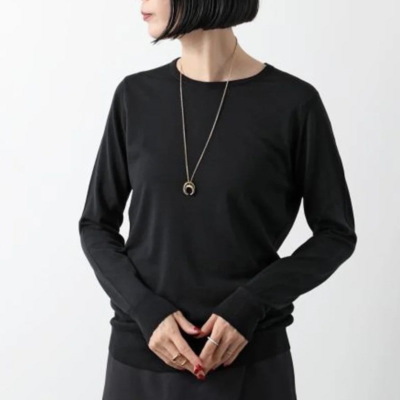 Sサイズ JOHN SMEDLEY GERANIUM クルーネック スリムフィットニット BLACK