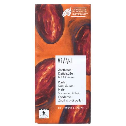 ViVANI オーガニックチョコレート ダークチョコレート60% With デーツ （80g） 【ニコウトレーディング】