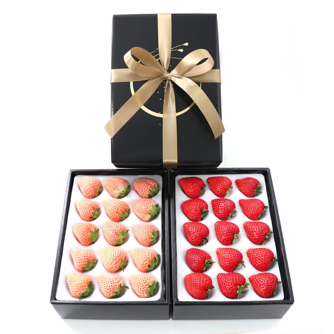 【あまりん入り！】【当日発送OK】【送料込】紅白いちごセット（２段）[あまりん 白いちご] （クール便）