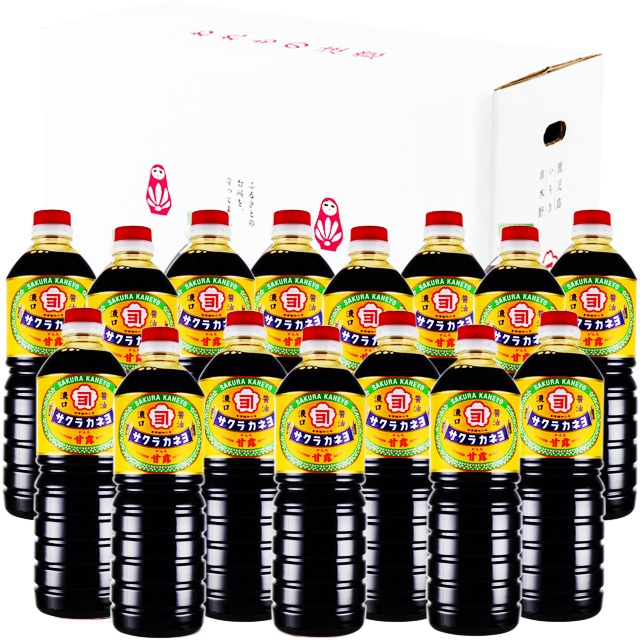 サクラカネヨ　濃口醤油　甘露　1000ml × 15本　吉村醸造　鹿児島
